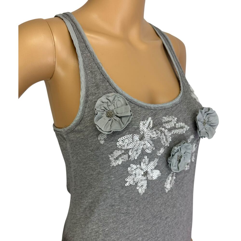 Vintage Y2K Abercrombie & Fitch Long Tank Top Gray Racerback Embellished Size XS - Picture 10 of 12